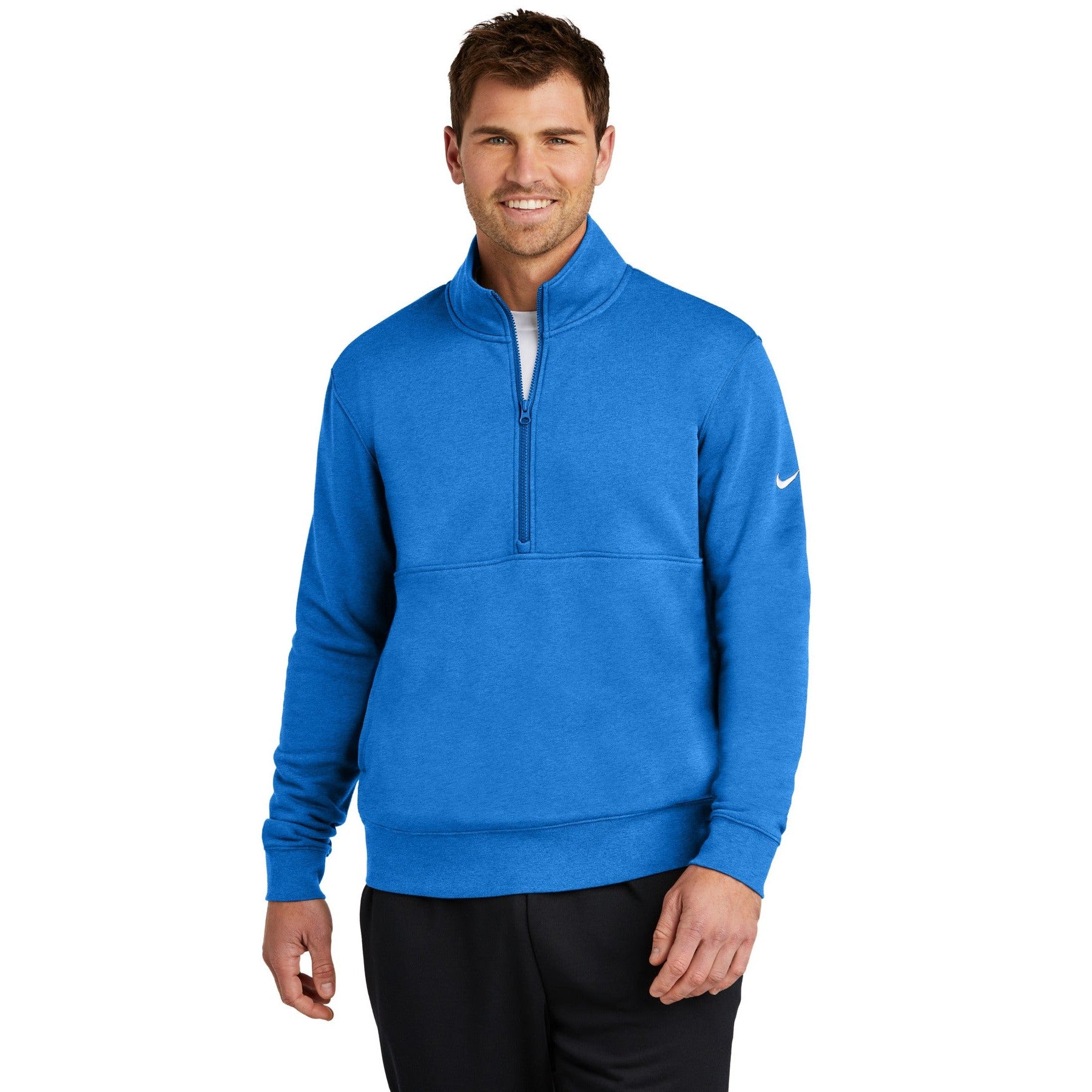 Nike-Nike Club Fleece Sleeve Swoosh 1/2-Zip NKDX6718-MedTech-5